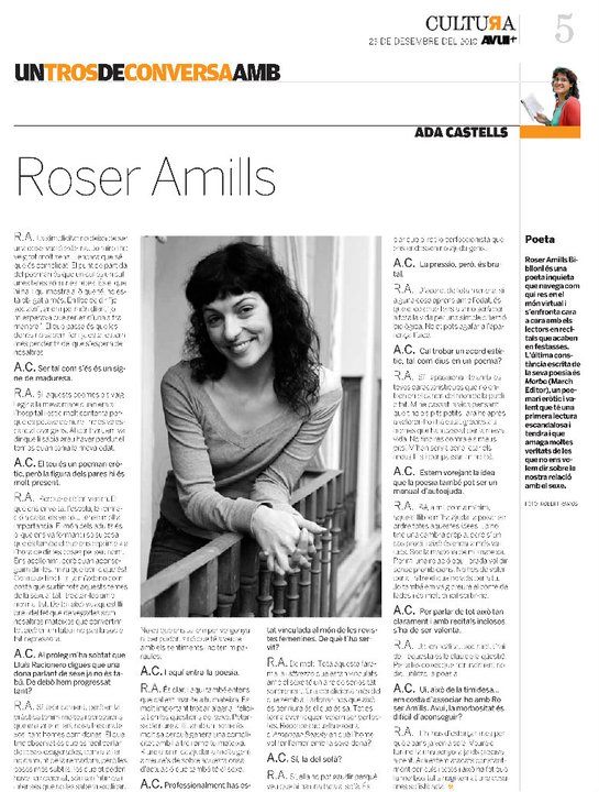 entrevista a roser amills a l avui 23 12 2010 per ada castells