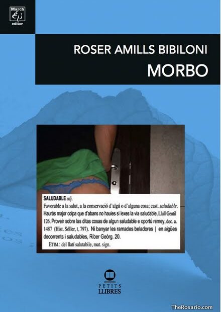 Coberta frontal de Morbo, de Roser Amills Bibiloni (March Editor), sobre fons blau