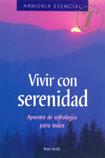 Coberta de Vivir con serenidad, d'Océano Ámbar, amb un paisatge de muntanya al capvespre