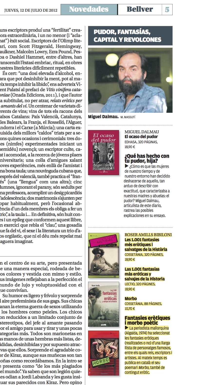 Diario de Mallorca | «Fantasies eròtiques i morbo poètic» (12-7-2012)
