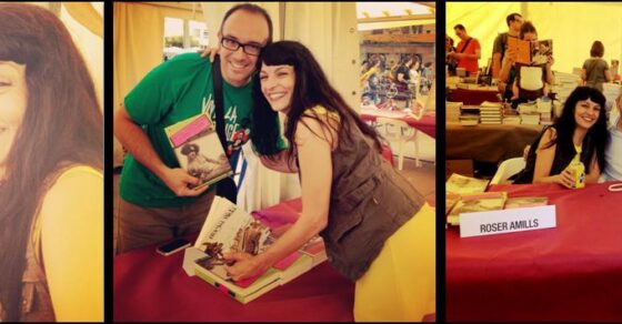 Roser Amills signant llibres la Diada de 2012