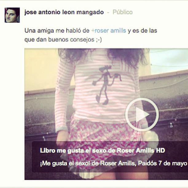 Captura de un vídeo con la reseña del libro Me gusta el sexo de Roser Amills en Google+