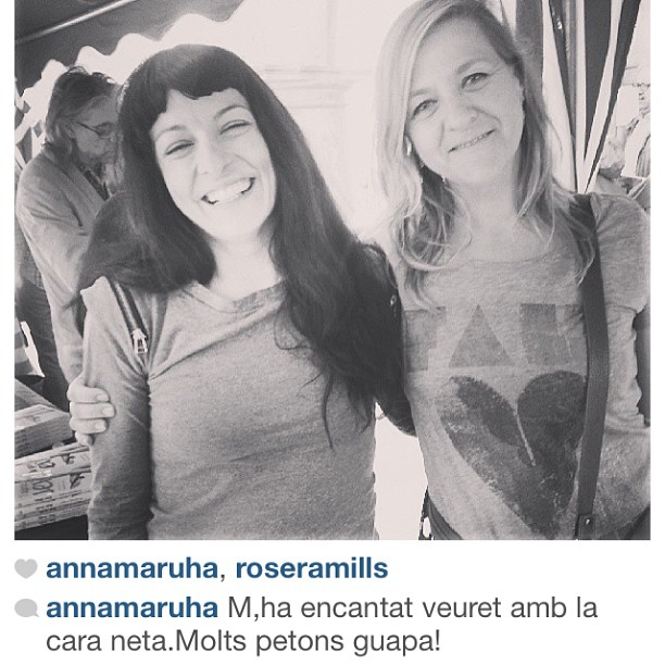 Captura de Instagram con Roser Amills y Anna Maruha juntas y su comentario
