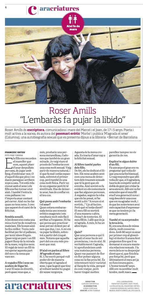 Entrevista a Roser Amills diari Ara criatures
