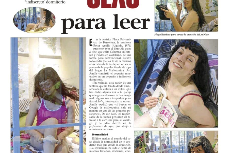 Recorte de Diario Última Hora del 14 de junio de 2013 sobre la performance de Roser Amills en el escaparate de La Mallorquina