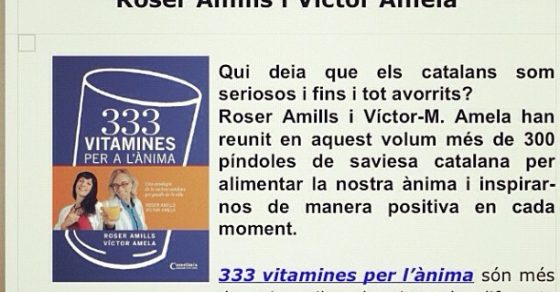 333 Vitamines Per A L Anima De Roser Amills I Victor Amela Nota De Premsa
