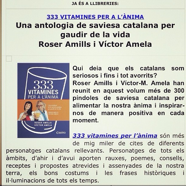 333 vitamines per a lanima de roser amills i victor amela nota de premsa