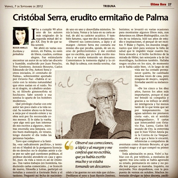 Columna De Roser Amills Sobre Cristobal Serra En Ultima Hora