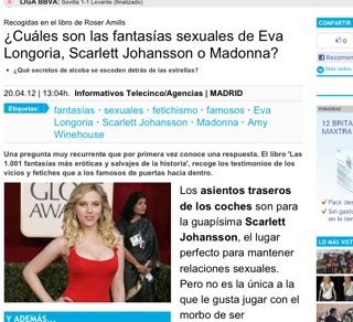 Cuales Son Las Fantasias Eroticas De Scarlett Johansson Libro De Roser Amills Telecinco