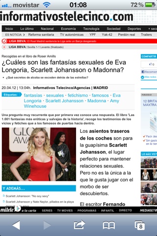Cuales Son Las Fantasias Eroticas De Scarlett Johansson Libro De Roser Amills Telecinco