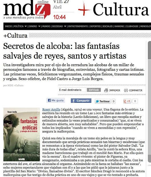 Diario Cultura Mendoza Resena 1001 Fantasias Eroticas De Roser Amills