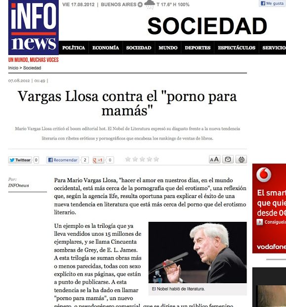 Excelsior Entrevista A Roser Amills Comentarios Vargas Llosa