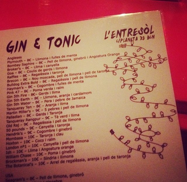 Gintonics A L Entresol Barri De Gracia