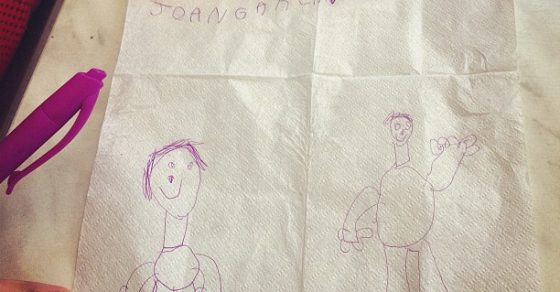 Dibujo En Una Servilleta De Juan Para Su Madre Roser Amills