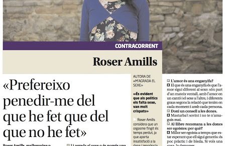 Diari de Girona | «Prefereixo penedir-me del que he fet que del que no he fet» 2 Entrevista a Roser Amills en contra del diari de Girona