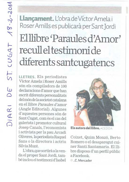 Roser amills i victor amela diari de sant cugat presentacio de paraules d'amor