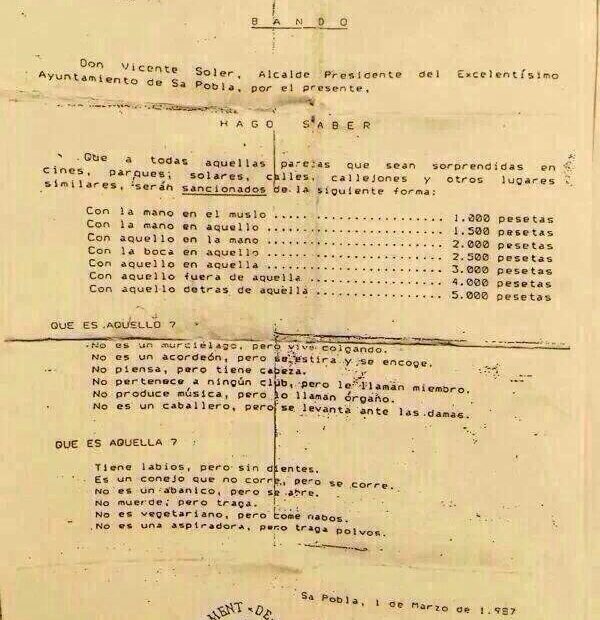 Documento Bando Sa Pobla 1987