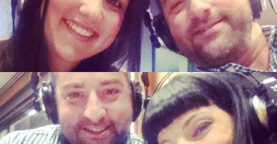 Roser Amills en la radio con gabriel j marti, montse neira y alba company fernandez