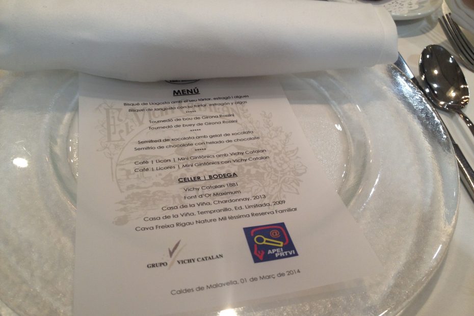 Menu Cena De Gala De Los Premios Apei 2014 Vichy Catalan