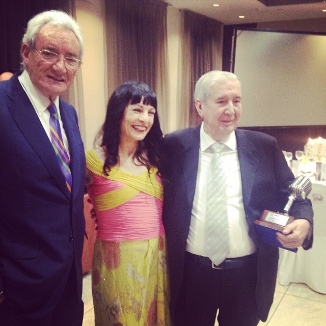 Roser Amills con dos grandes de la radio, Gabriel Sampol, mallorquín, y Luis del Olmo