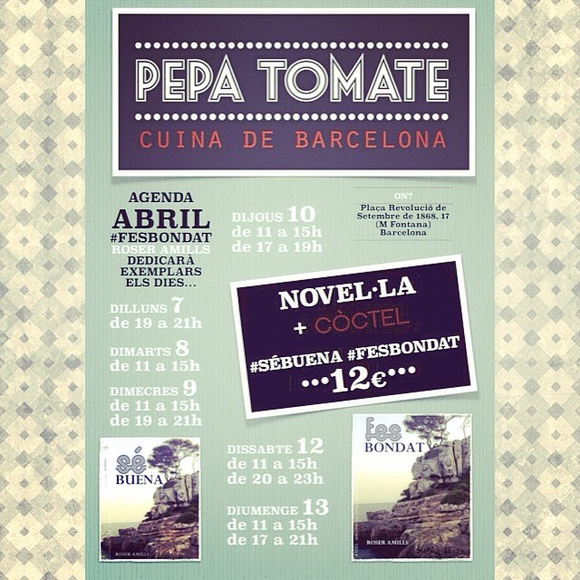 Roser Amills firma libors en el bar pepa tomate de barcelona
