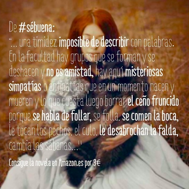 Imagen de Sé buena con un fragmento sobre la timidez y los grupos de la facultad, sobre el rostro de una joven pelirroja