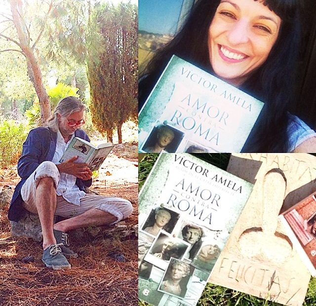 Collage Roser Amills Y Victor Amela Con Sus Libros En El Bosque