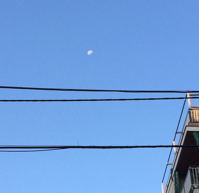 Luna Cielo Azul De Verano 2014 De Dia