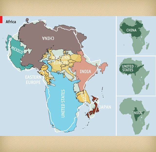 Mapa Proporcional De Africa Y Otros Paises
