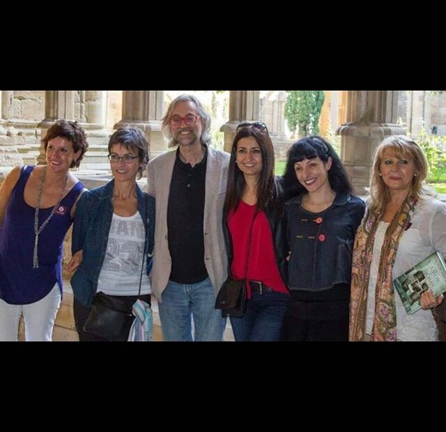 Roser Amills con Antònia Dolcet, Joana Cabases, Víctor Amela, Núria Serrate y Maria Jesus Elcacho en Lleida