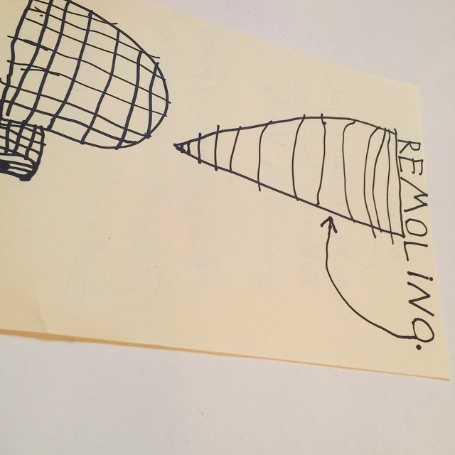 Dibujo a rotulador de un remolino en forma de cono con la palabra Remolino, hecho por Juan, hijo de Roser Amills