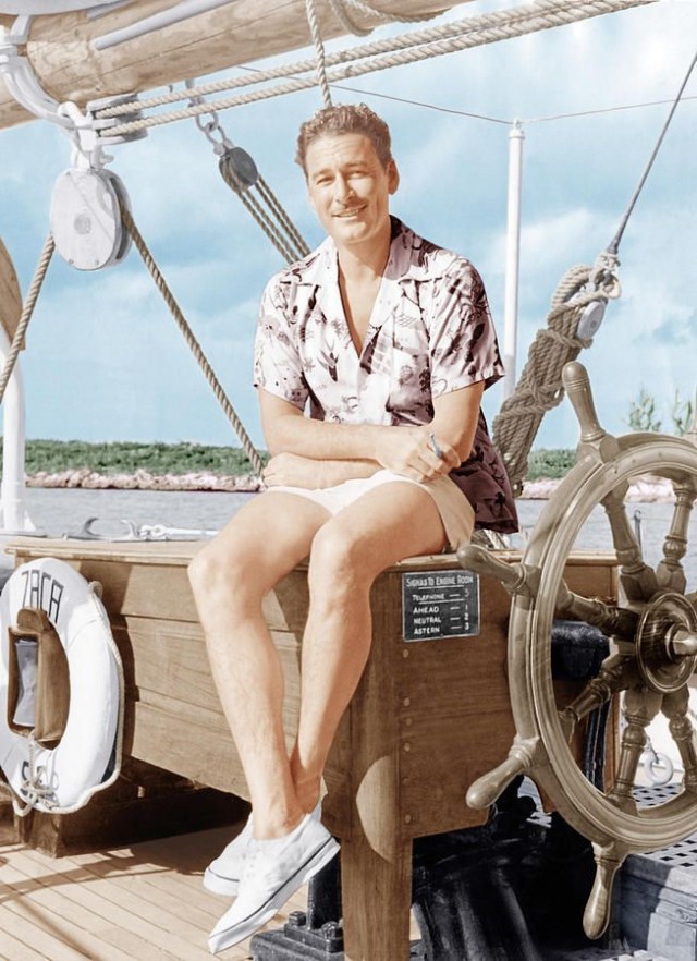 errol flyn a bordo del zaca camisa estampada mambo