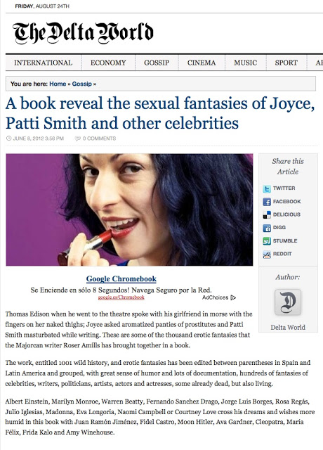 The Delta World | A book reveal the sexual fantasies of Joyce, Patti Smith and other celebrities