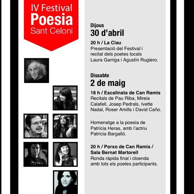 Programa del IV Festival de Poesia de Sant Celoni amb el recital del 2 de maig de 2015