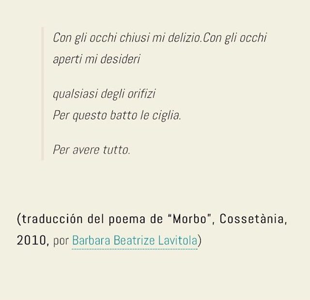 Traduccion al italiano de un poema de roser amills, parpellejo, por barbara beatrice lavitola