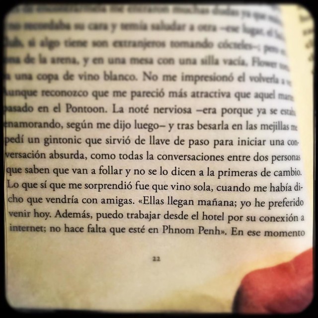 Página 22 de la novela Doble ictus, de Joaquín Campos, ligeramente desenfocada