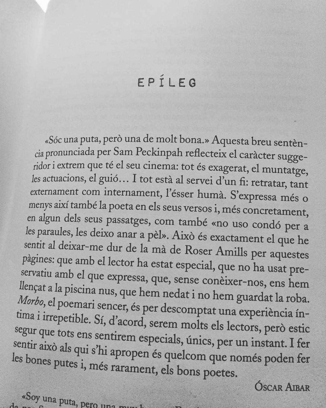 Epilogo De Oscar Aibar Para El Poemario Morbo De Roser Amills