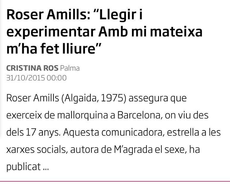 Entrevista De Cristina Ros A Roser Amills En El Diari Ara Balears