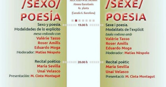 Avui 19h tenim cita a l'#ateneubarcelones amb el sexe i la poesia: no porteu calces, si us plau - Roser Amills, escritora mallorquina