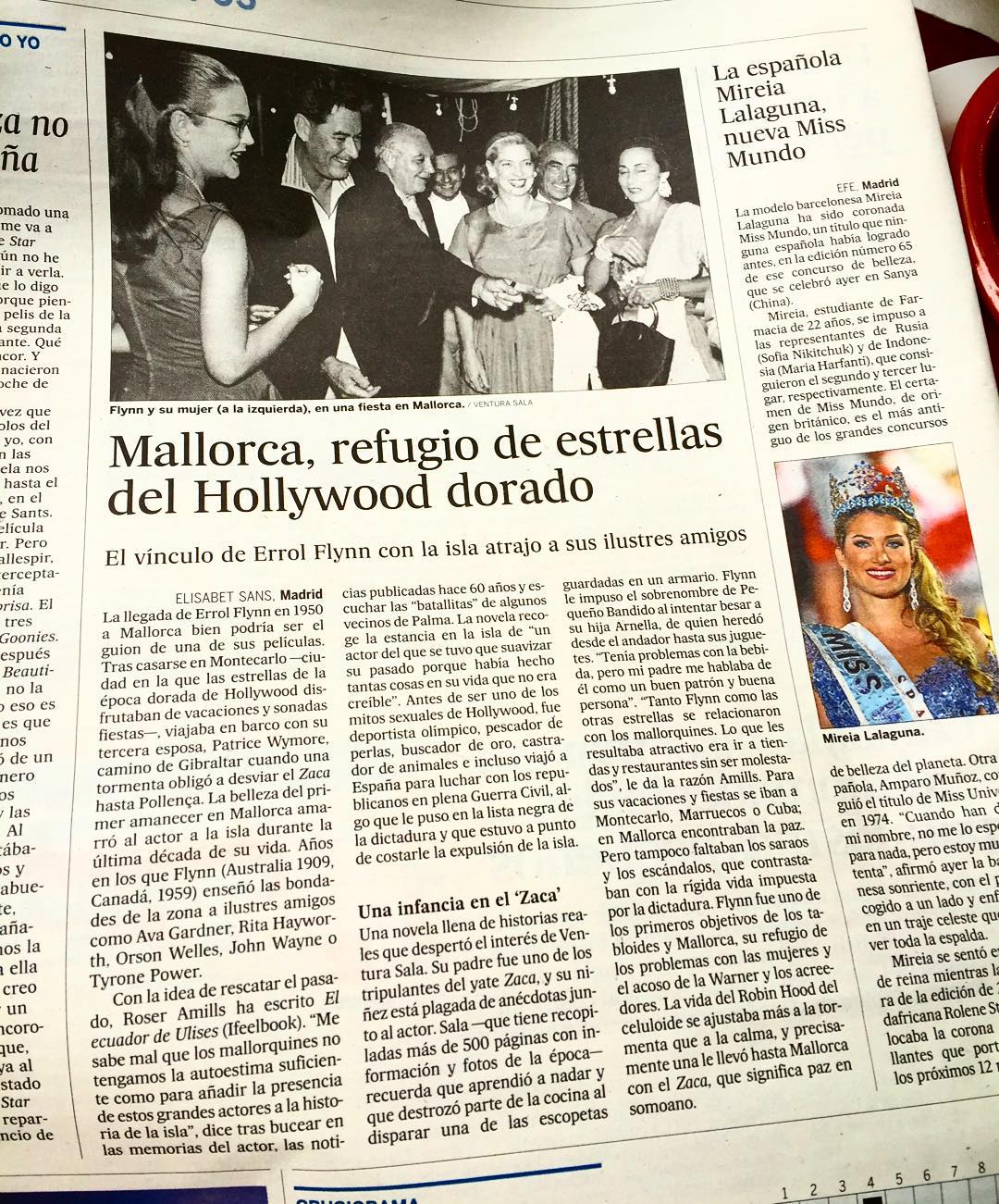 Si hoy echas un vistazo a El País encontrarás un reportaje sobre #elecuadordeUlises y la estancia de Errol Flynn en Mallorca