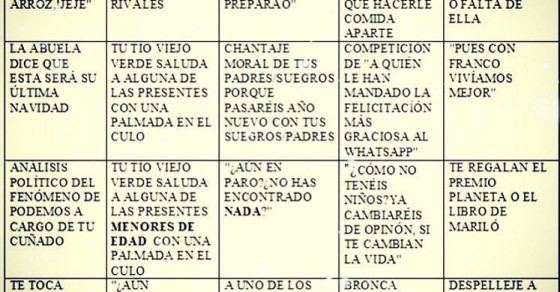Bingo navideño para reuniones familiares