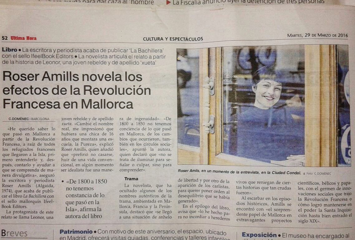 Entrevista: Novela La bachillera de Roser Amills