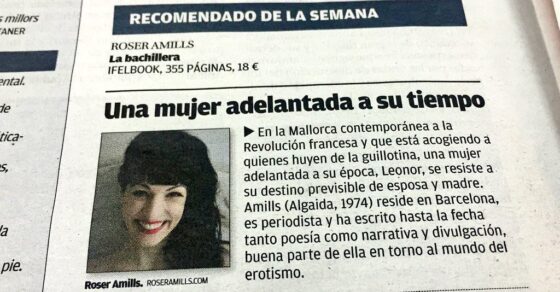 Recorte de Diario de Mallorca, sección Recomendado de la semana: Una mujer adelantada a su tiempo, sobre La bachillera de Roser Amills