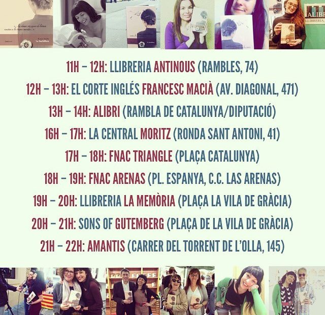 Roser Amills firma ejemplares de su novela el 23 de abril, Sant Jordi, en distintos stands de librerias de Sant Jordi