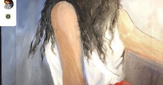 oleo de roser amills dibujada a partir de una foto