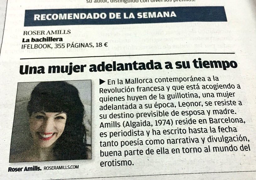 Roser Amills, autora recomendada de la semana