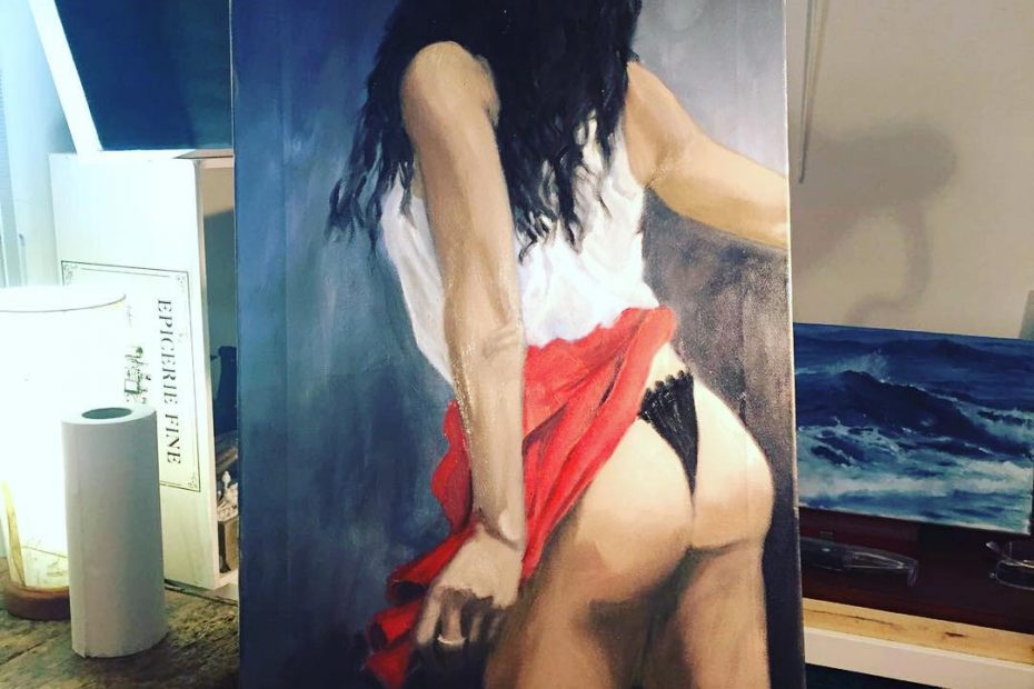 Roser Amills dibujada y pintada al oleo por Sergi Gonzalez