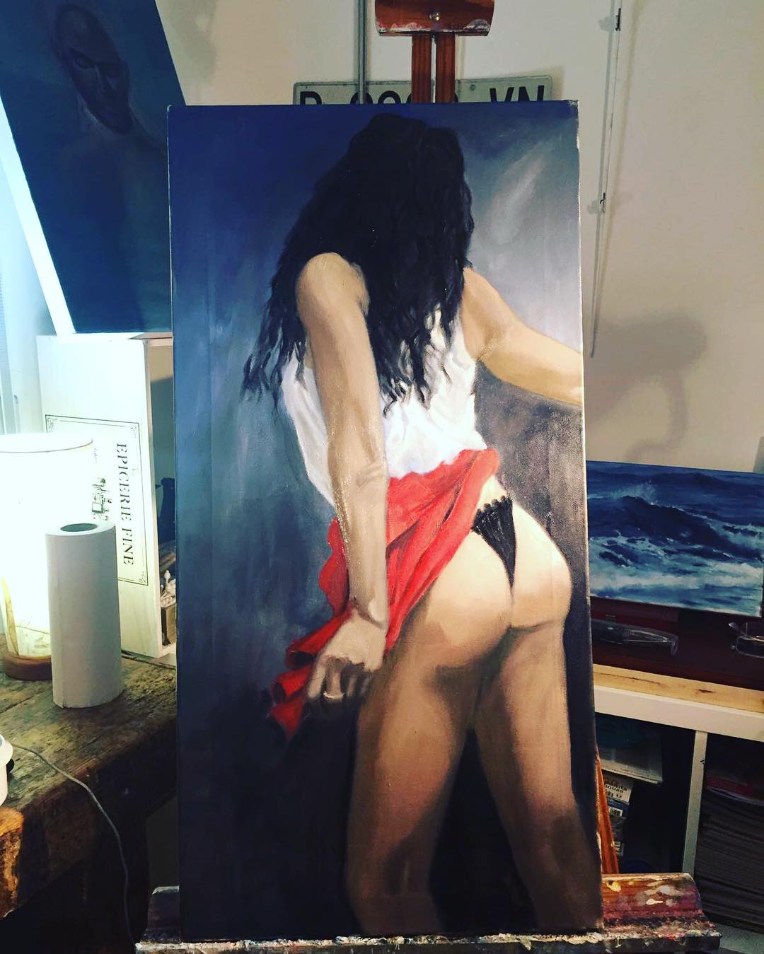 Roser Amills dibujada y pintada al óleo por Sergi González