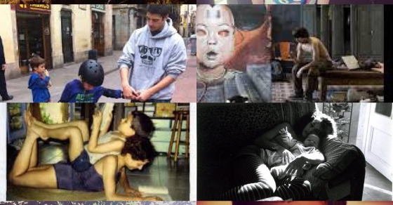 Roser amills con sus dos hijos, collage