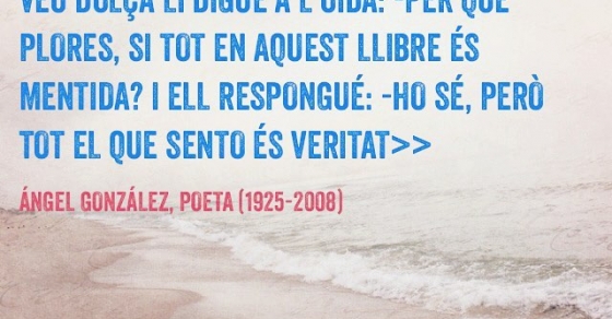 -Per què plores, si tot en aquest llibre és mentida? I ell respongué: -Ho sé, però tot el que sento és veritat - Roser Amills, escritora mallorquina